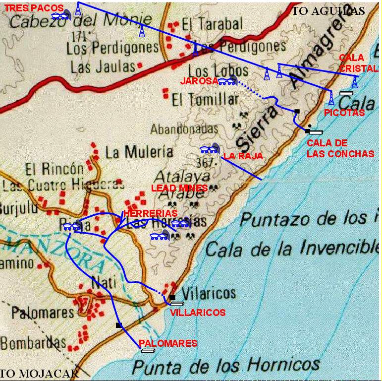 Map of the Almagrera mines